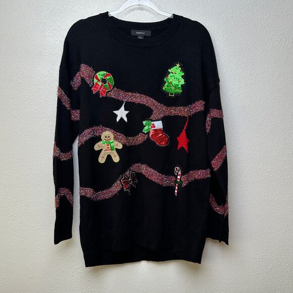 Forever 21 Plus 2X Black Sequin Ugly Christmas Sweater Dress - Picture 2 of 12